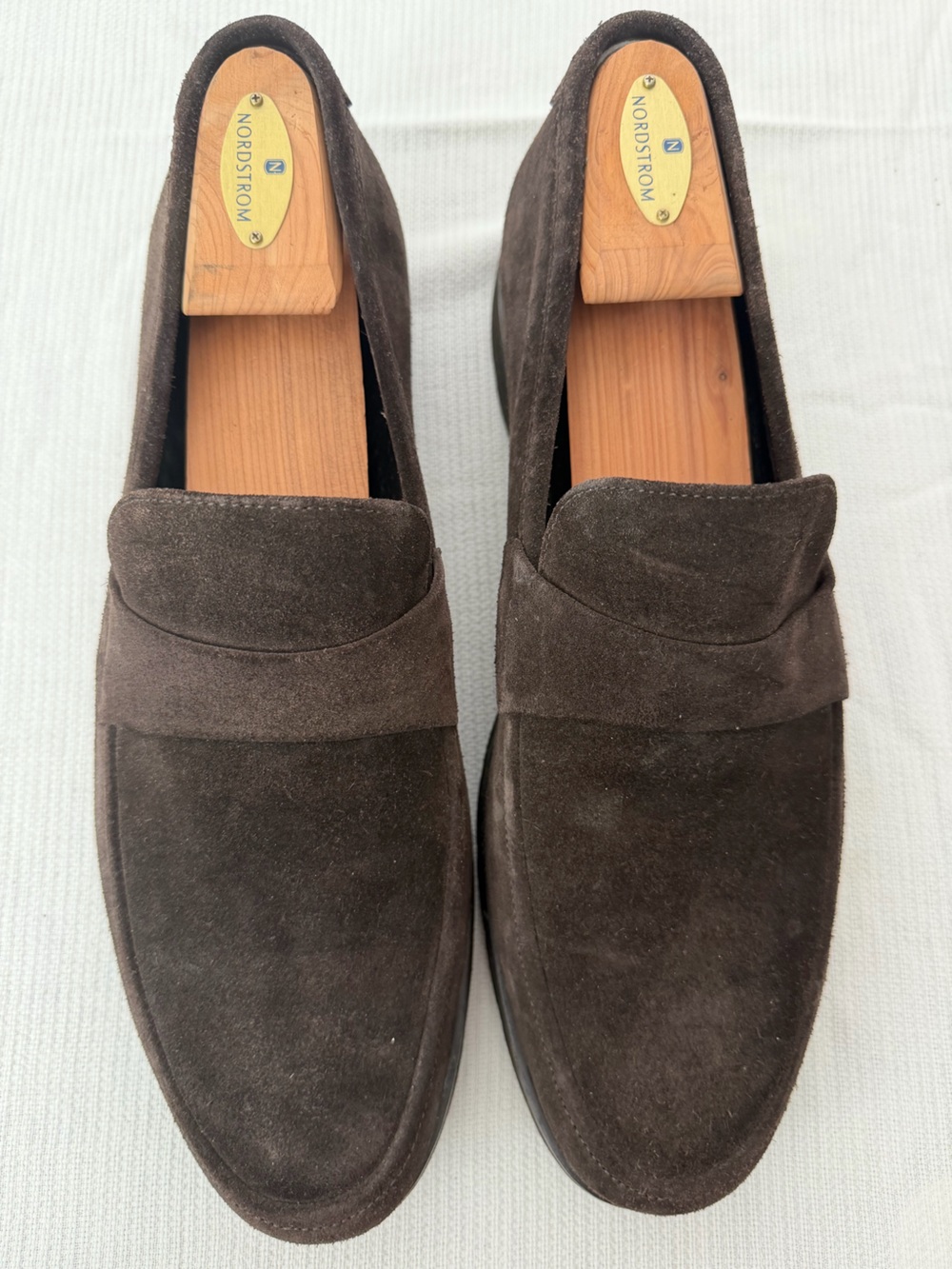 Taryn Rose Dark Brown Suede Penny Loafers